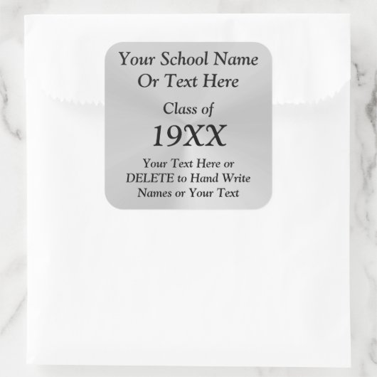 YOUR TEXTとパーソナライズされたクラス懇親会のシール スクエアシール (バッグ)