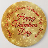 YOUR TEXT金ゴールドバレンタインデーのメッセージ 缶バッジ (正面)