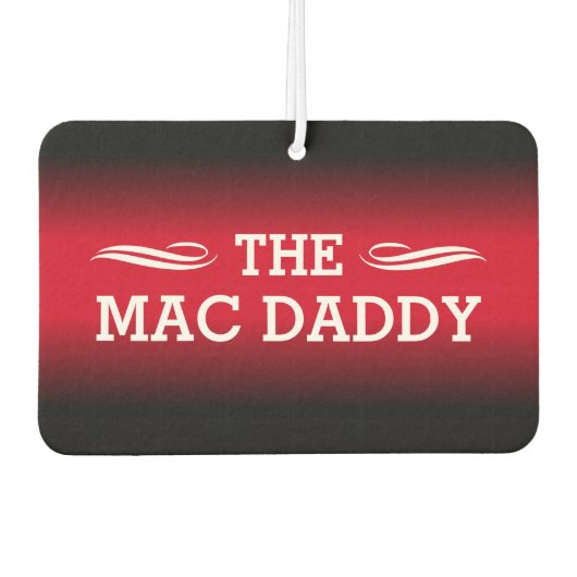 (YOUR TEXT) – 黒と赤のグラデーション カーエアーフレッシュナー (正面)