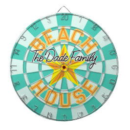Your Text Beach House Aquamarine Color Yellow Star ダーツボード