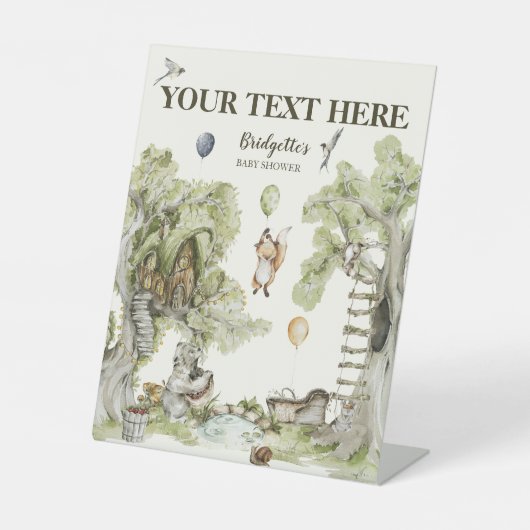 Your Text Bearly Wait Baby Shower 台座サイン (正面)