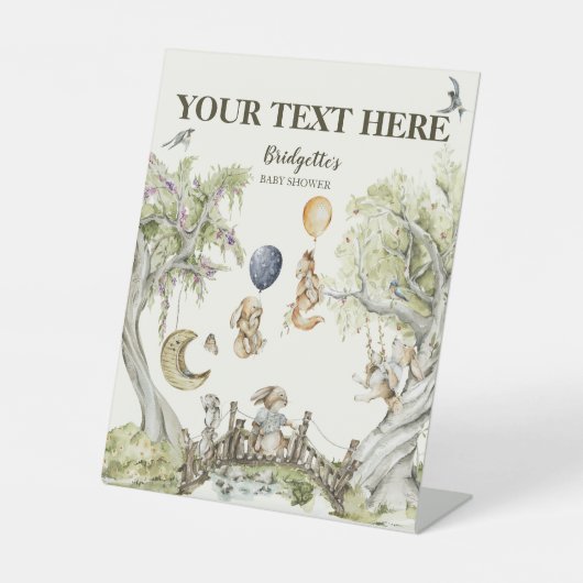 Your Text Bearly Wait Baby Shower 台座サイン (正面)