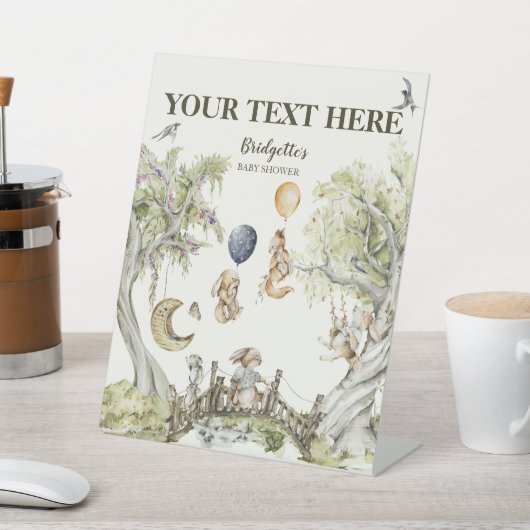 Your Text Bearly Wait Baby Shower 台座サイン (インサイチュ)