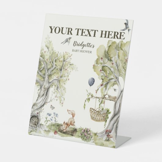 Your Text Bearly Wait Baby Shower 台座サイン (正面)