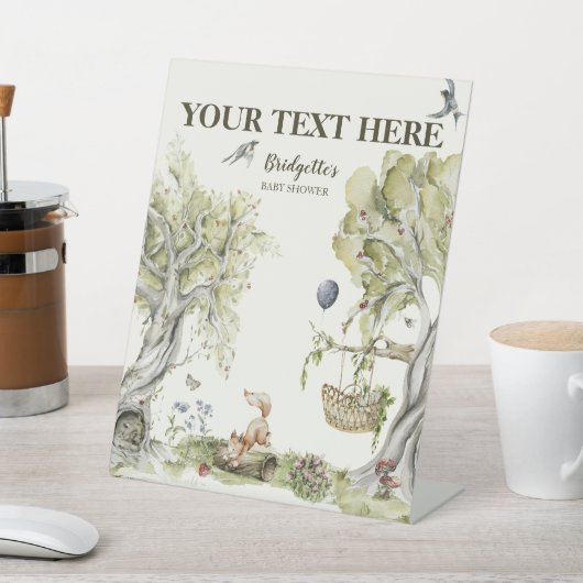 Your Text Bearly Wait Baby Shower 台座サイン (インサイチュ)