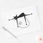 Your Text - Black Catキャラクターポーズ3 長方形シール (封筒)