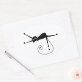 Your Text - Black Catキャラクターポーズ4 楕円形シール (封筒)