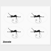 Your Text - Black Catキャラクターポーズ4 楕円形シール (シート)