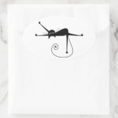 Your Text - Black Catキャラクターポーズ4 楕円形シール (バッグ)