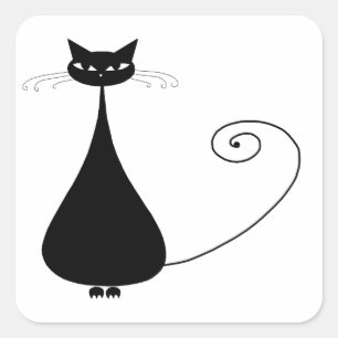 Your Text - Black Catキャラクターポーズ7ポスター スクエアシール