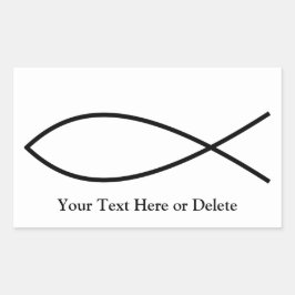 Your Text/Color Black Ichthys Christian Fish Jesus 長方形シール