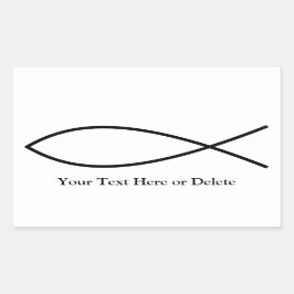 Your Text/Color Black Ichthys Christian Fish Jesus 長方形シール