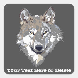 Your Text/Color Lone Wolf クール Animal Gray スクエアシール