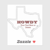 Your Text/Color Map Maroon Howdy Texan シール (シート)