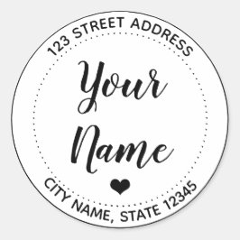 Your Text Heart Return Address Round Sticker  ラウンドシール