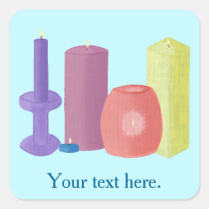 Your Text Here Candle Candle Stickers スクエアシール