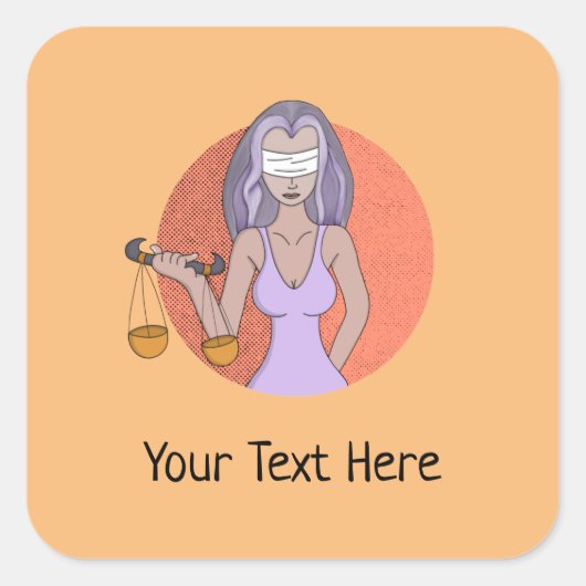 Your Text Libra and Lady of Justiceを追加 スクエアシール (正面)