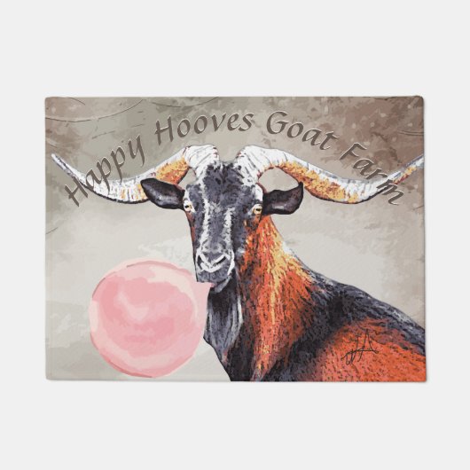 YOUR TEXT LOOK THESE HORN GOAT with Bubblegum ドアマット (正面)