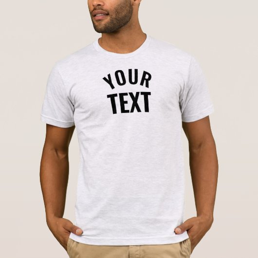 Your Text Mens Bella+Canvas Short Sleeve Ash Gray Tシャツ (正面)