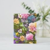 Your Text Mixed Flowers 9 Blossoms Template シーズンポストカード (スタンド正面)