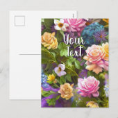 Your Text Mixed Flowers 9 Blossoms Template シーズンポストカード (正面/裏面)