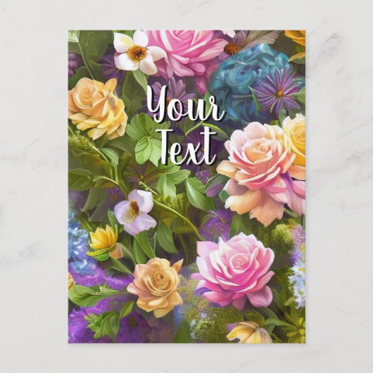 Your Text Mixed Flowers 9 Blossoms Template シーズンポストカード (正面)
