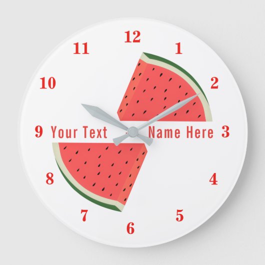 Your Text Name Kitchn Clock with Fresh Sykeron ラージ壁時計 (正面)