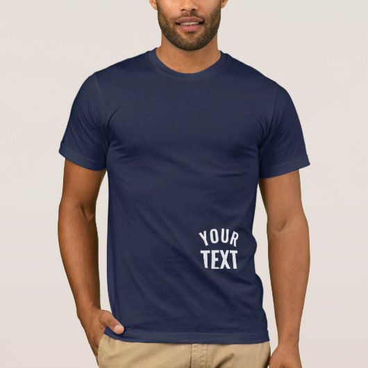 Your Text Navy Blue Mens Bella+キャンバスショートスリーブ Tシャツ (正面)