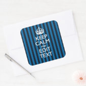 Your Text on 保 Calm Blueストライプスタイル スクエアシール (封筒)