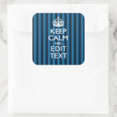 Your Text on 保 Calm Blueストライプスタイル スクエアシール (バッグ)