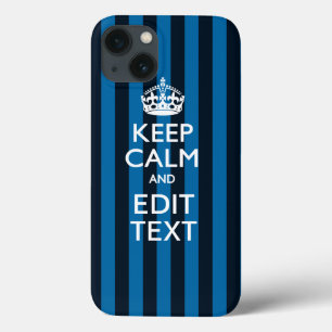 Your Text on 保 Calm Blueストライプスタイル iPhone 13ケース