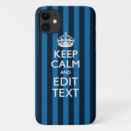 Your Text on 保 Calm Blueストライプスタイル Case-Mate iPhoneケース (裏面)