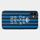 Your Text on 保 Calm Blueストライプスタイル Case-Mate iPhoneケース (裏面(横))