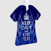 Your text on 保 Calm on Navy  Blue Racing Flames オーナメント (正面)