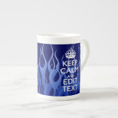 Your text on 保 Calm on Navy Blue Racing Flames ボーンチャイナマグカップ (正面右)