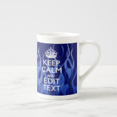 Your text on 保 Calm on Navy Blue Racing Flames ボーンチャイナマグカップ (右)