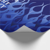 Your text on 保 Calm on Navy Blue Racing Flames ラッピングペーパー (角)