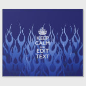 Your text on 保 Calm on Navy Blue Racing Flames ラッピングペーパー (フラット)