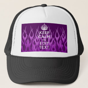 Your text on 保 Calm on Purple Racing Flames キャップ