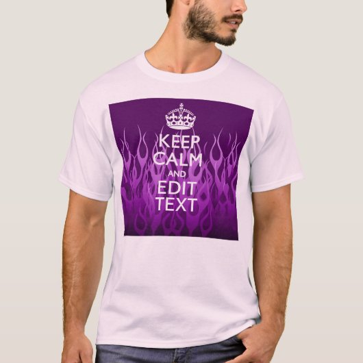Your text on 保 Calm on  Purple Racing Flames Tシャツ (正面)