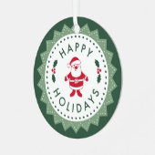 Your Text on Back,レトロハッピーホリデー&サンタ メタルオーナメント (正面左)