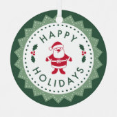 Your Text on Back,レトロハッピーホリデー&サンタ メタルオーナメント (正面)