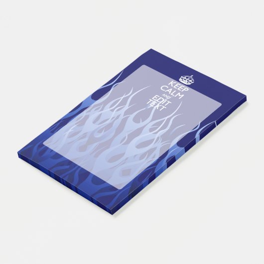 Your Text on Keep Calm on Blue Racing Flames ポストイット (アングル)