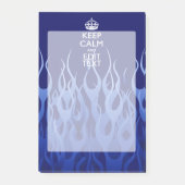 Your Text on Keep Calm on Blue Racing Flames ポストイット (正面)
