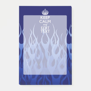 Your Text on Keep Calm on Blue Racing Flames ポストイット