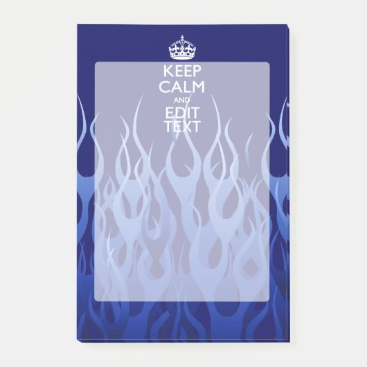 Your Text on Keep Calm on Blue Racing Flames ポストイット (正面)