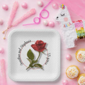 Your Text - One Red Rose – ロマンチックなフローラ写真 ペーパープレート (パーティー)