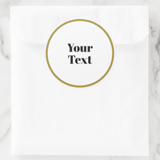 Your Text Template, white circle, black text, ラウンドシール (バッグ)