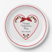 Your Text Valentines Day - Red Rosesフローラ写真 ペーパープレート (正面)