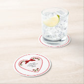 Your Text Valentines Day - Red Rosesフローラ写真 ラウンドペーパーコースター (インサイチュ)